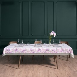 Скатерть "ирисы" 140х300см ,белый, 100% хлопок,твил пропитка Lefard (850-743-24)