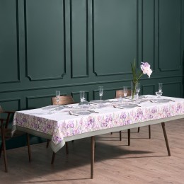 Скатерть "ирисы" 140х300см ,белый, 100% хлопок,твил пропитка Lefard (850-743-24)