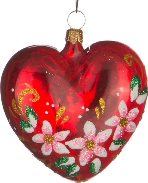 Ёлочное украшение сердечко "очарование" высота=6,5 см. (кор=57шт.) Оао"елочка" (860-491)