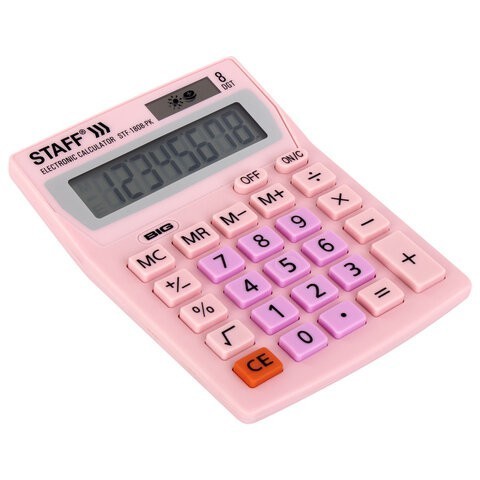 Калькулятор настольный Staff STF-1808-PK 8 разрядов 250468 цена за 2 шт (86060)