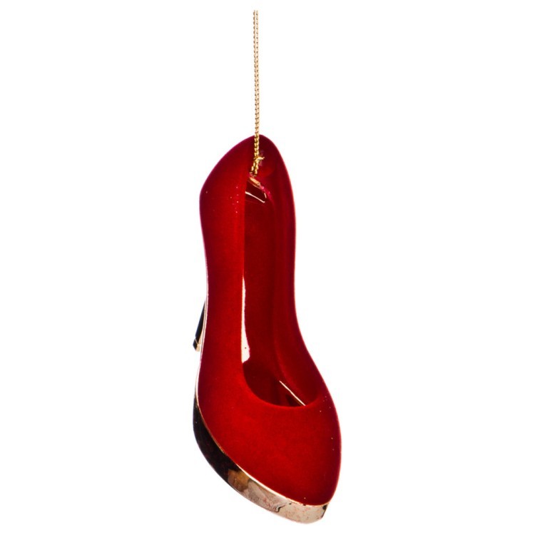 Декоративное изделие "туфелька" 11*4 см высота=9 см цвет:  красный вельвет без упаковки (мал=24шт./к Lefard (865-443)