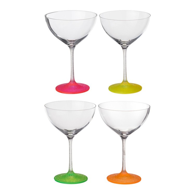 Набор бокалов для коктейлей из 4 шт."neon frozen" 340 мл.высота=18 см. Bohemia Crystal (674-334)