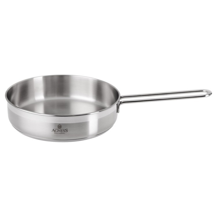 Сковорода agness professional 24х6 см, 2,6 л высококачественная нерж сталь 18/10 индукционное дно Agness (914-318)