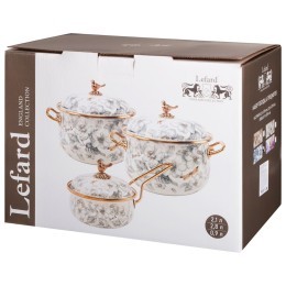 Набор посуды lefard серия royal garden 6пр: кастрюли 2,1л+2,8л (16+18см) и ковш 0,9л (14 см) Lefard (950-779)