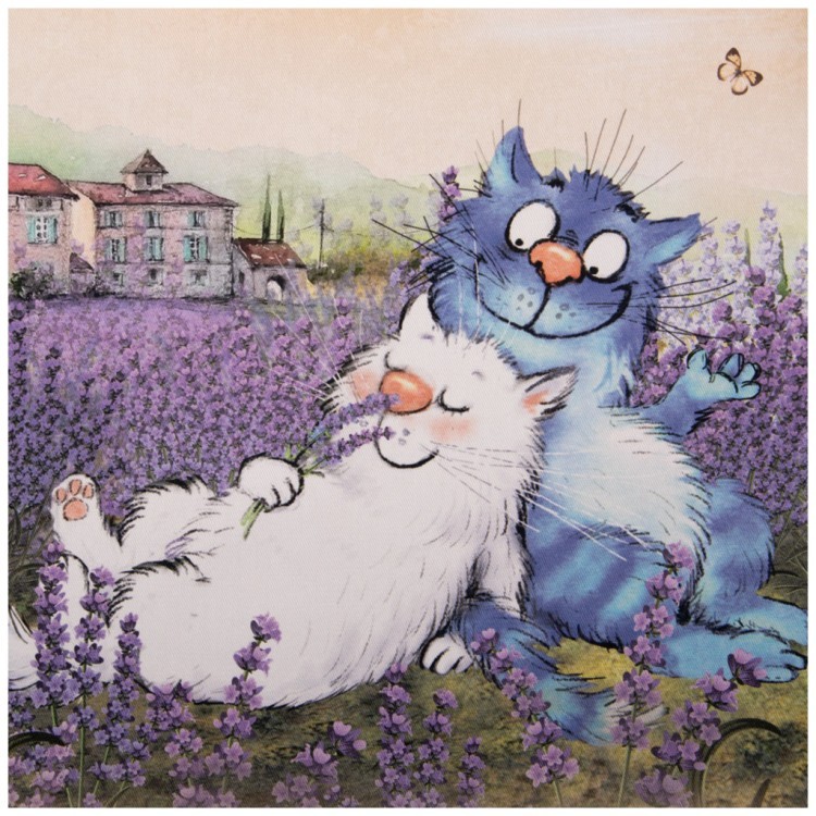 Фартук "синие коты. лаванда", 100% хлопок,твил, беж SANTALINO (850-718-7)