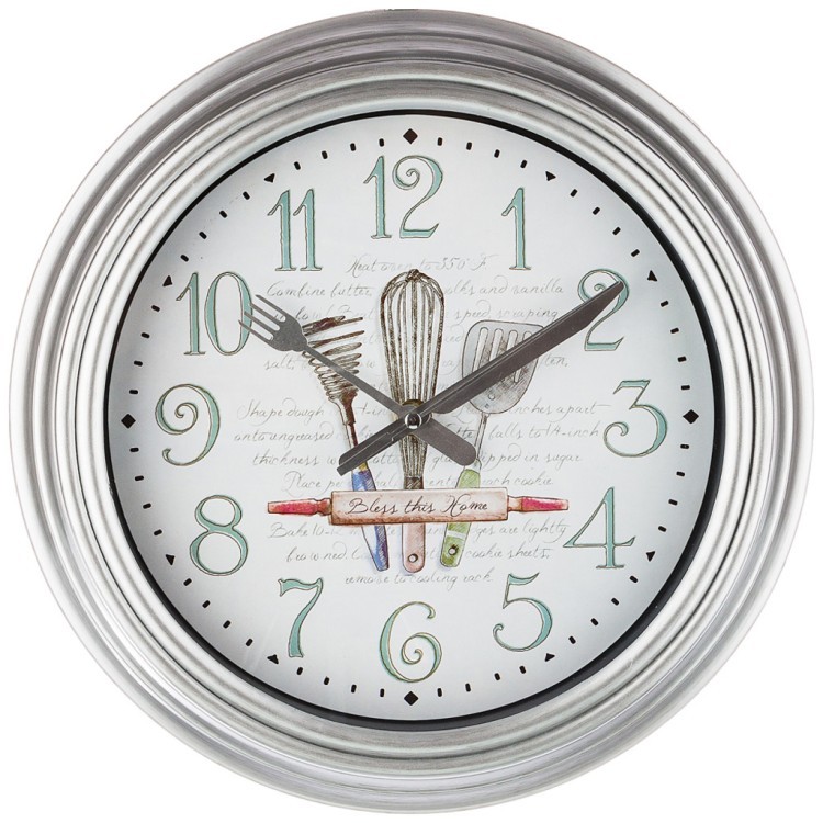 Часы настенные кварцевые "chef kitchen"  диаметр=31 см. диаметр циферблата=22,5 см. цвет: серебро (к Lefard (220-376)