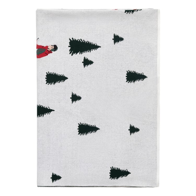 Плед вязаный с новогодним рисунком Лыжники из коллекции new year essential,130х180 см (80855)