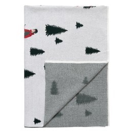 Плед вязаный с новогодним рисунком Лыжники из коллекции new year essential,130х180 см (80855)