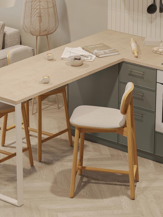 Стул полубарный saga, рогожка, бежевый (76417)