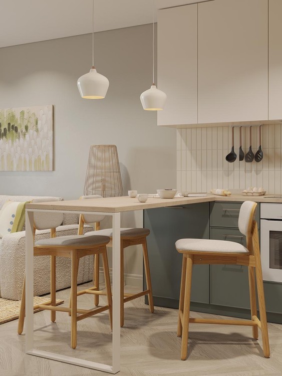 Стул полубарный saga, рогожка, бежевый (76417)