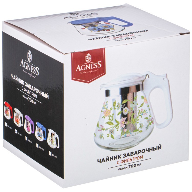 Заварочный чайник agness  с фильтром 700 мл. Agness (885-075)