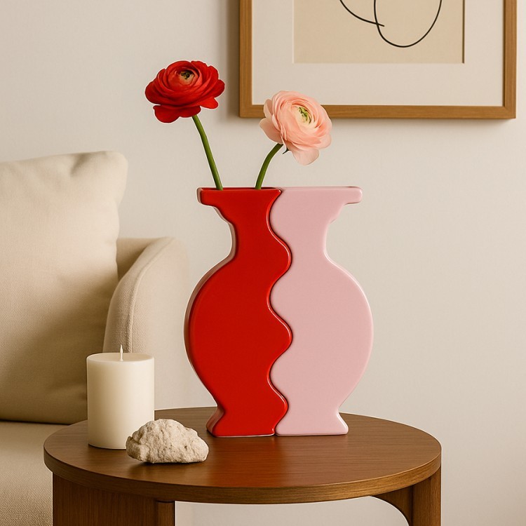 Набор из 2-х ваз love puzzle, 25 см, красная/розовая (79168)