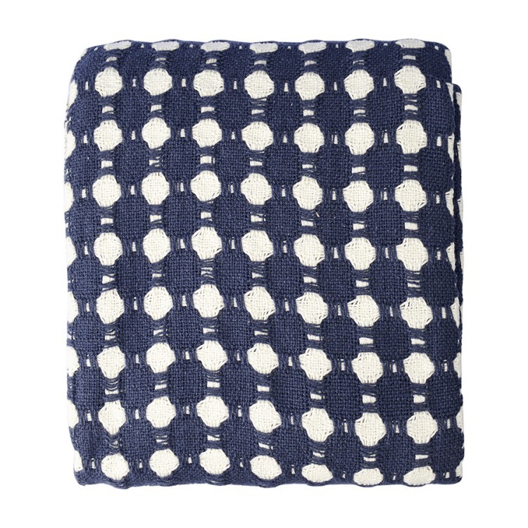 Покрывало из хлопка polka dots темно-синего цвета из коллекции essential, 180х250 см (76960)