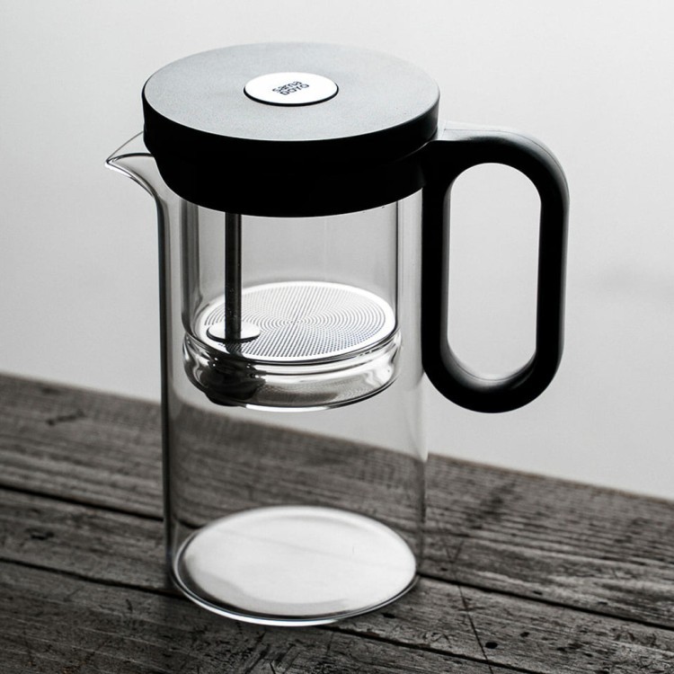 Чайный инфузер P002A-500, Боросиликатное стекло, металл, clear/black, SAMADOYO