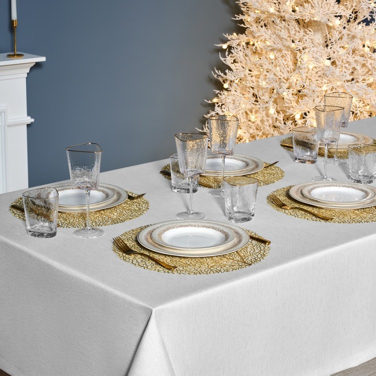 Скатерть  160х400 cm прямоугольная, "феерия. серебро", цвет: белый, полиэстер 100% (кор=1 Lefard (986-004-23)