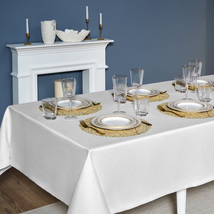 Скатерть  160х400 cm прямоугольная, "феерия. серебро", цвет: белый, полиэстер 100% (кор=1 Lefard (986-004-23)