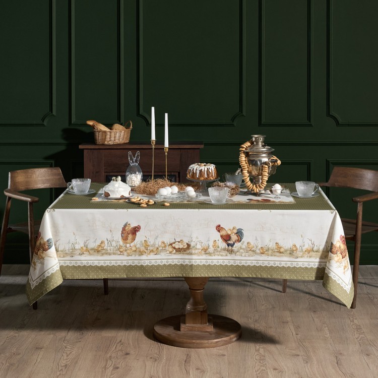 Скатерть "золотая курочка" 160х220см, 100% хлопок, твил с пропиткой Lefard (850-767-21)