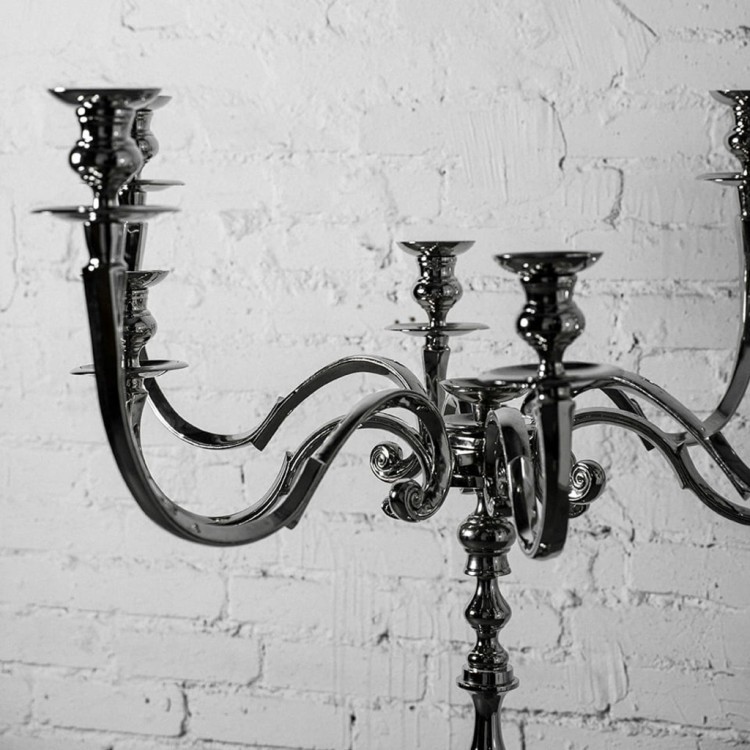 Подсвечник 3716, металл, Shiny Nickel, ROOMERS FURNITURE Подсвечник 3716, металл, Shiny Nickel, ROOMERS FURNITURE