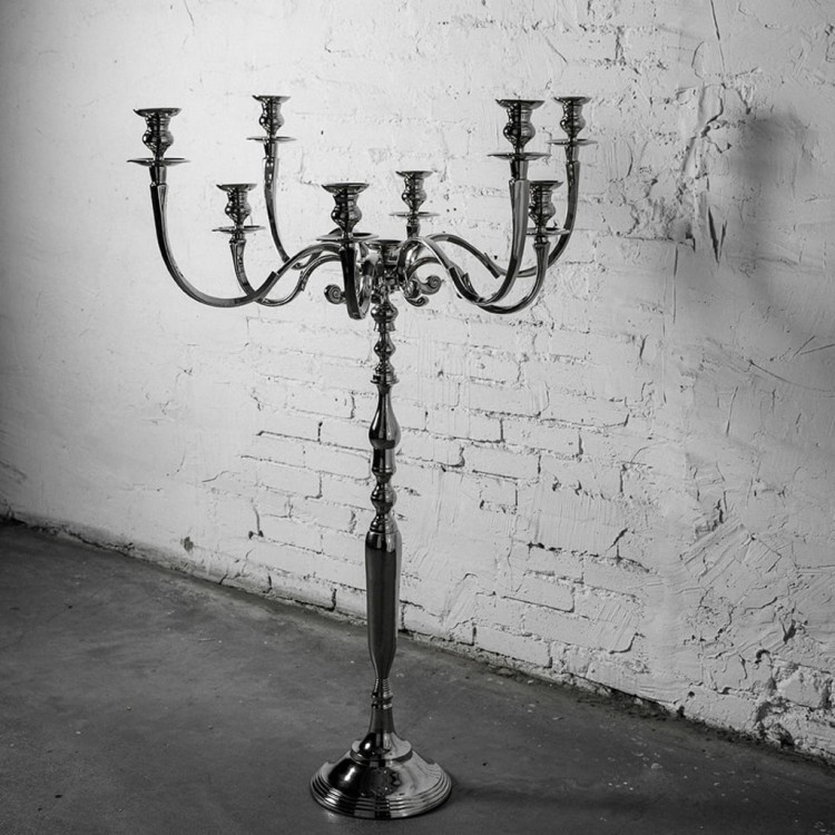 Подсвечник 3716, металл, Shiny Nickel, ROOMERS FURNITURE Подсвечник 3716, металл, Shiny Nickel, ROOMERS FURNITURE