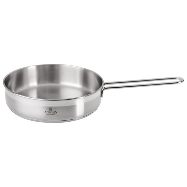 Сковорода agness professional 26*6 см, 3,1 л высококачественная нерж сталь 18/10 индукционное дно Agness (914-319)