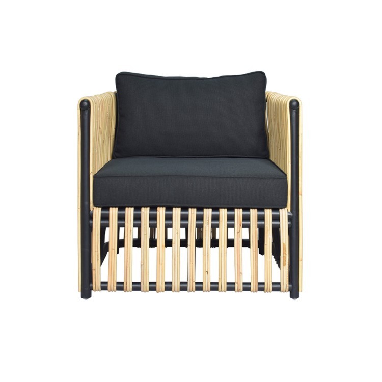Кресло KanayaArmChair, ротанг, текстиль, dark grey, ROOMERS FURNITURE