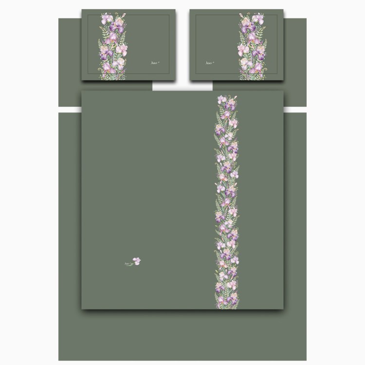 Кпб,king size,"irises" зеленый,сатин, хлопок100%,п.240х260-1шт,пр.260х260-1шт,н.50х70-2шт/70х70-2шт Lefard (989-004-13)