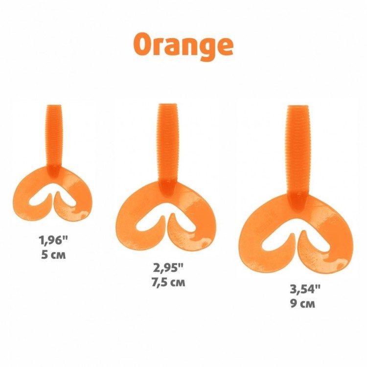 Твистер Helios Credo Double Tail 2,95"/7,5 см, цвет Orange 7 шт HS-12-024 (78069)