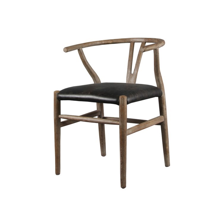 Полукресло HDC942-LE-OAK, дуб, кожа, natural oak/black, ROOMERS FURNITURE