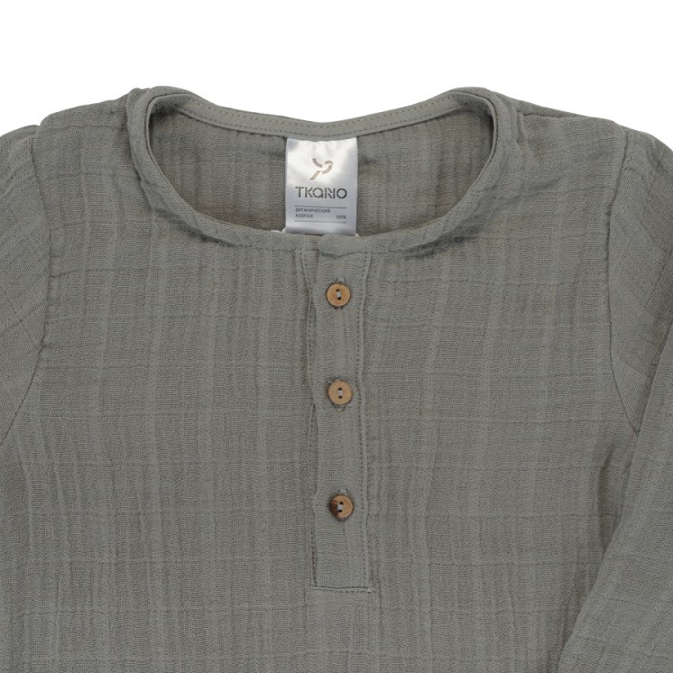Рубашка из хлопкового муслина серого цвета из коллекции essential 24-36m (69634)