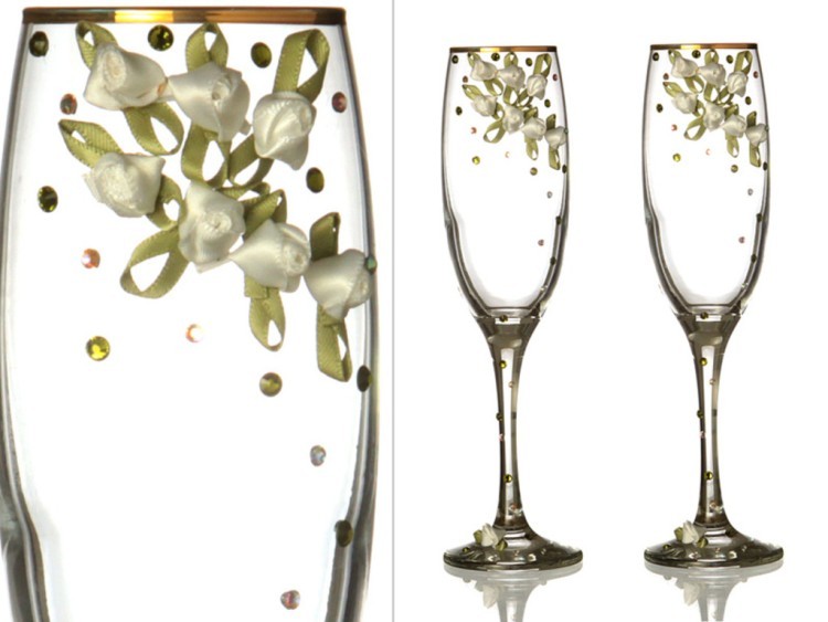 Набор бокалов для шампанского из 2 шт. с золотой каймой 170 мл. (802-510203) 
