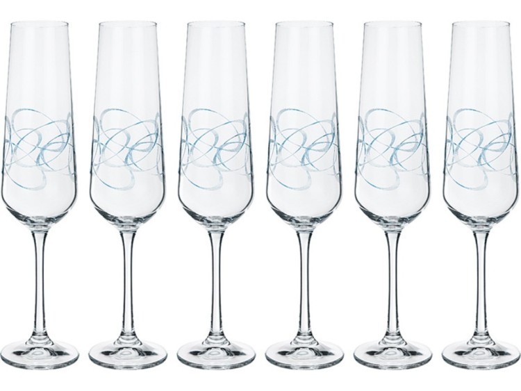Набор бокалов для шампанского из 6 шт. "sandra" 200 мл. высота=25 см. (кор=1набор.) Bohemia Crystal (674-607)