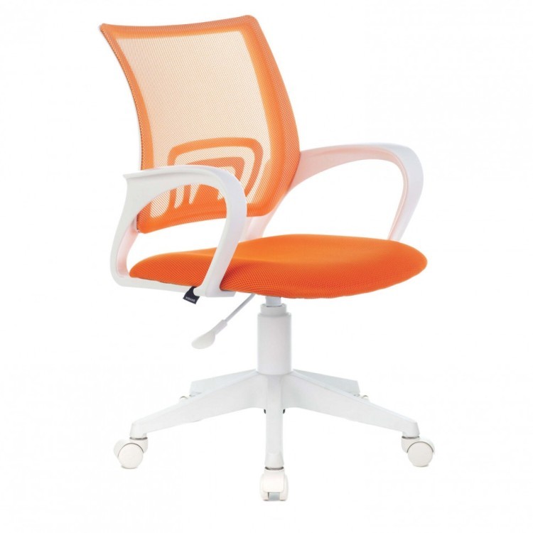 Кресло BRABIX Fly MG-396W с подлокотниками пластик белый сетка оранжевое 532401 (1) (94552)