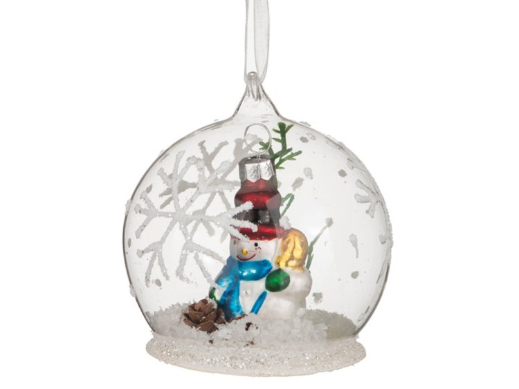 Декоративное изделие шар -композиция со снеговиком диаметр=8 см. высота=8 см. Dalian Hantai (D-862-027) 