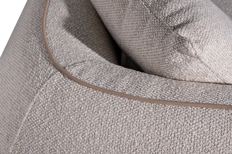 Диван Amelia трехместный букле светлый 253*100*67см с бежевым кантом (TT-00016098)