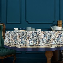 Скатерть круглая "листья морриса" gold stripe d220 см , 100% хлопок , твил, пропитка Lefard (850-752-27)