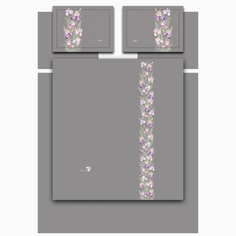 Кпб,king size,"irises" серый, сатин, хлопок100%,п.240х260-1шт,пр.260х260-1шт,н.50х70-2шт/70х70-2шт Lefard (989-004-14)