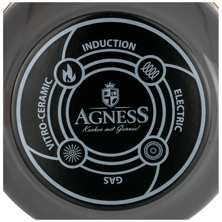 Кастрюля agness эмалированная  с крышкой, серия deluxe, 20x13см, 3,7л, подходит для индукции Agness (951-137)