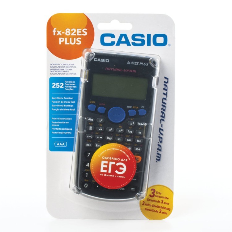 Калькулятор инженерный Casio FX-82ESPLUSBKSBEHD 252 функции сертифицирован для ЕГЭ 250394 (1) (64931)