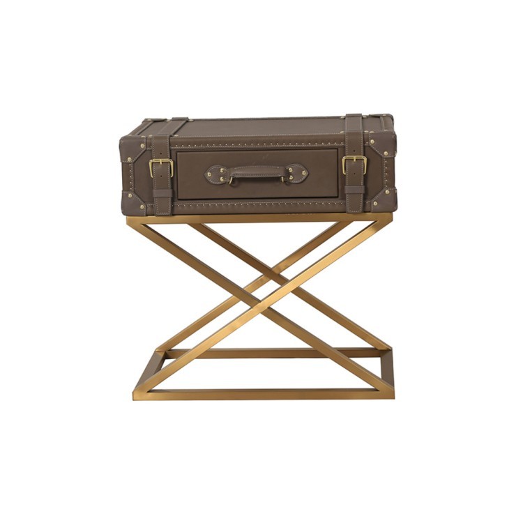 Консоль T0065-02/B217#, кожа, нержавеющая сталь, grey, ROOMERS FURNITURE