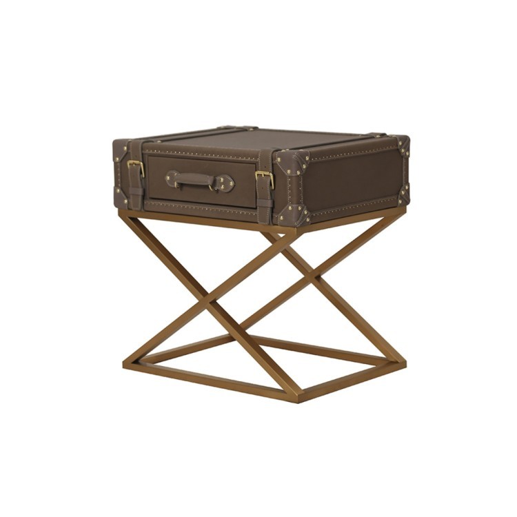 Консоль T0065-02/B217#, кожа, нержавеющая сталь, grey, ROOMERS FURNITURE