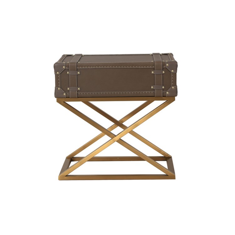 Консоль T0065-02/B217#, кожа, нержавеющая сталь, grey, ROOMERS FURNITURE