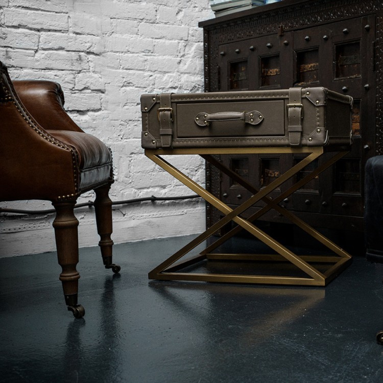 Консоль T0065-02/B217#, кожа, нержавеющая сталь, grey, ROOMERS FURNITURE