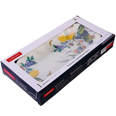 Блюдо сервировочное 28,2х14,5х3,5см Лесные ягоды с лимонами доломит LR (60156)