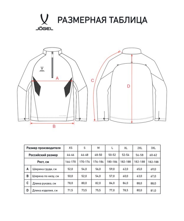 Джемпер ветрозащитный JOGEL PREMIER PerFormPROOF 1/4 Zip Wind Top, черный (2122985)