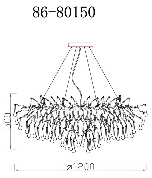 Люстра круглая d.120*h.38см, металл цвет золото (TT-00013463)