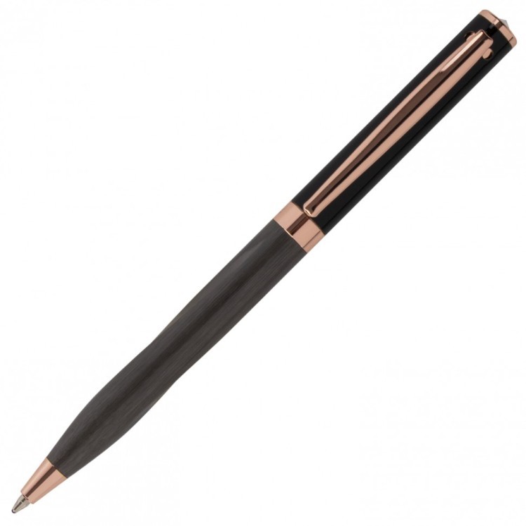 Ручка подарочная шариковая Galant FACTURA корпус черный розовое золото синяя 143513 (1) (92006)