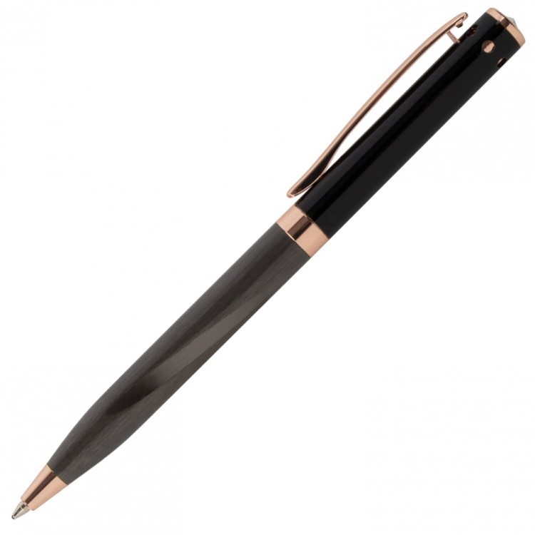 Ручка подарочная шариковая Galant FACTURA корпус черный розовое золото синяя 143513 (1) (92006)
