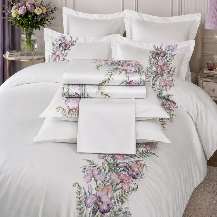 Кпб,king size,"irises" белый, сатин, хлопок100%,п.240х260-1шт,пр.260х260-1шт,н.50х70-2шт/70х70-2шт Lefard (989-004-15)