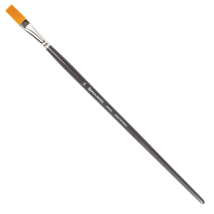 Кисть художественная Brauberg Art Classic синтетика жесткая, плоская, № 14, длинная ручка 200669 (69412)