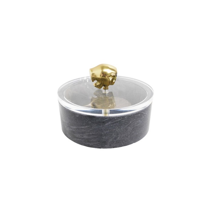 Шкатулка F290, 19, мрамор,металл, акрил, Antique brass/black, ROOMERS FURNITURE